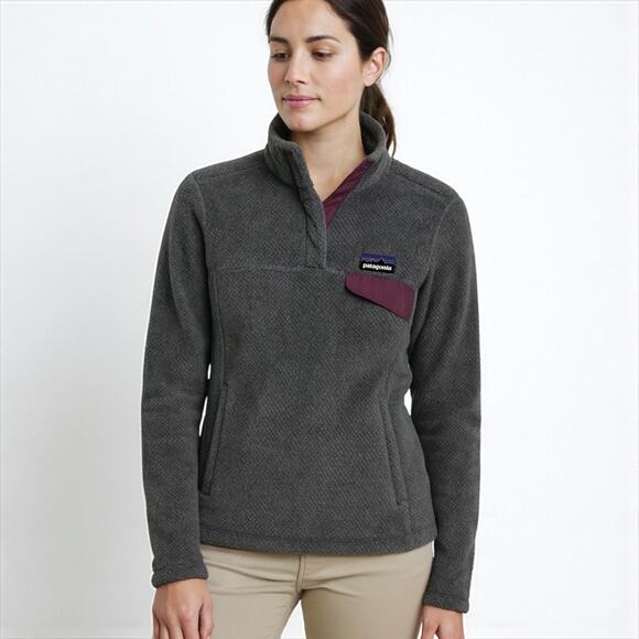 Patagonia Women’s Gray Plum ReTool Snap-T Fleece Pullover Jacket Size Medium - Picture 1 of 10